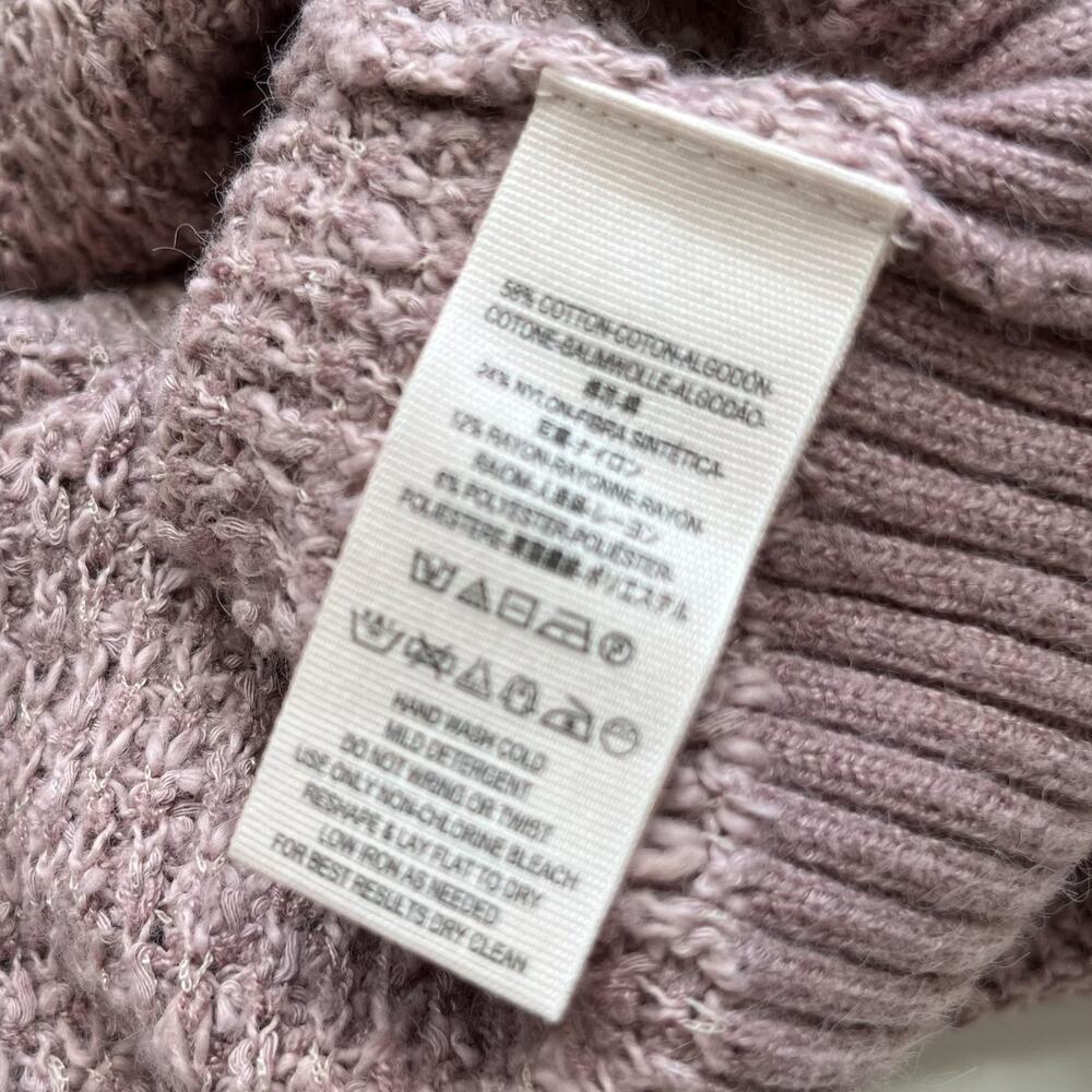 Free People By Your Side Sweater XS Mauve Pink Cowl Neck Oversized Waffle Knit - Picture 12 of 12